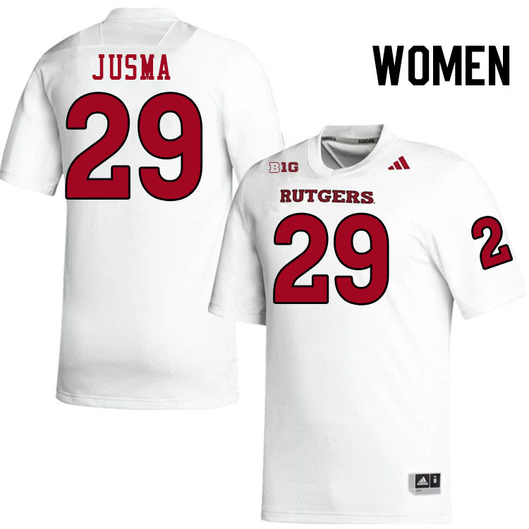 Women #29 Sebastian Jusma Rutgers Scarlet Knights 2024 College Football Jerseys Stitched-White